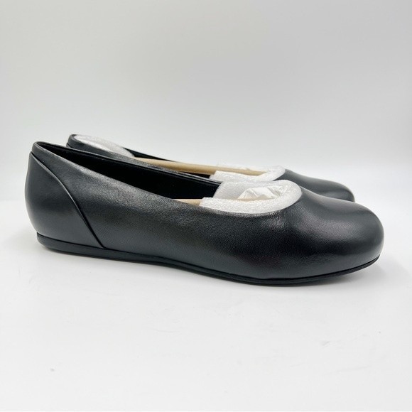 6.5W 6.5 WIDE WIDTH Softwalk Women's Sonoma Black Leather Ballet Flats Shoes NEW - Picture 2 of 15